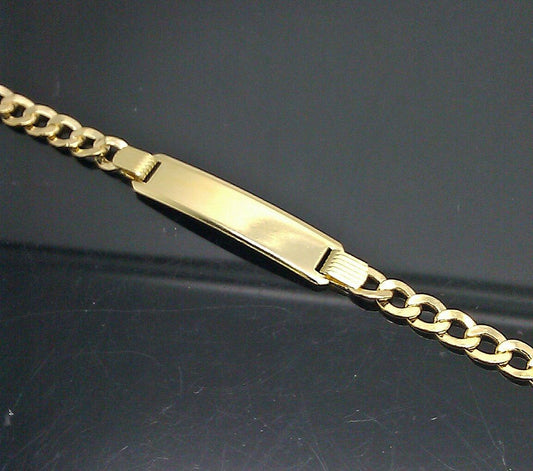 Gold Baby Bracelet 10k Real Gold 6 inch Cuban with ID Brand New